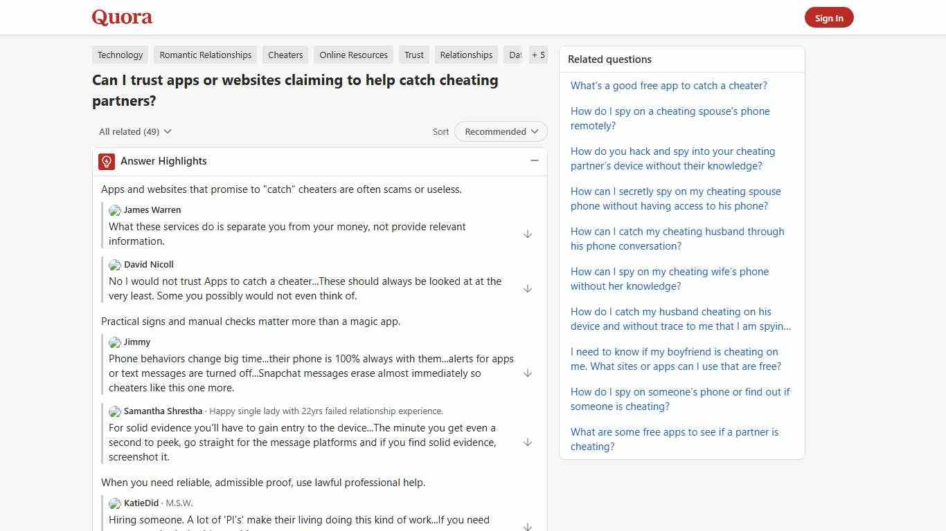 Can I trust apps or websites claiming to help catch cheating partners? - Quora